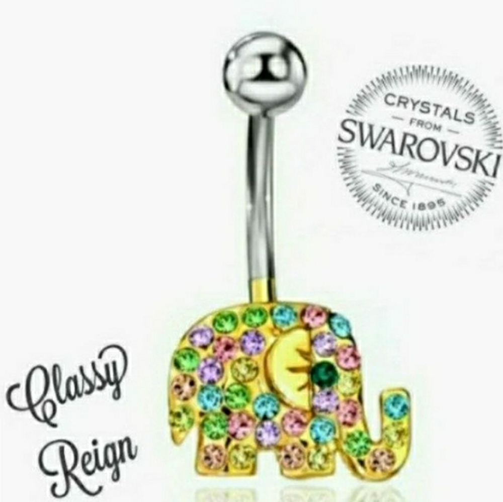 Real 14k Gold Plated Swarovski Crystal Belly ring